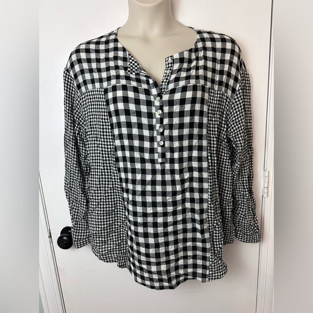 Jane & Delancey XL women’s Plaid button loose fit shirt #1663 - Picture 2 of 7